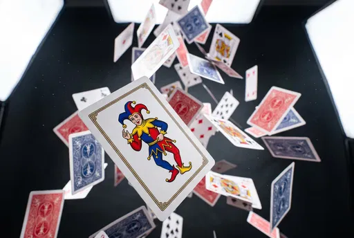 Falling Playing Cards with Foreground Joker