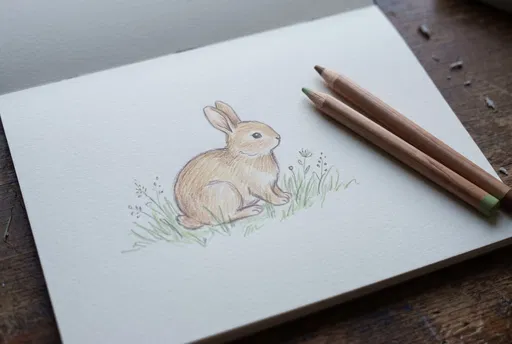 Colored Pencil Bunny Sketch on Paper