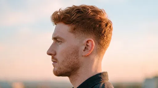 Profile of Red-Haired Man at Sunset
