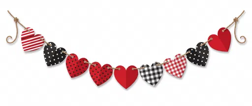 Valentine Patterned Paper Heart Bunting Garland