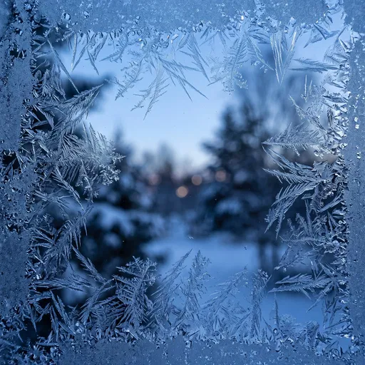 Frost Crystal Border on Winter Windowpane