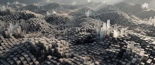 Abstract Geometric Cube Data Landscape