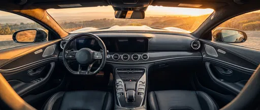 Sports Car Carbon Fiber Cockpit at Sunset