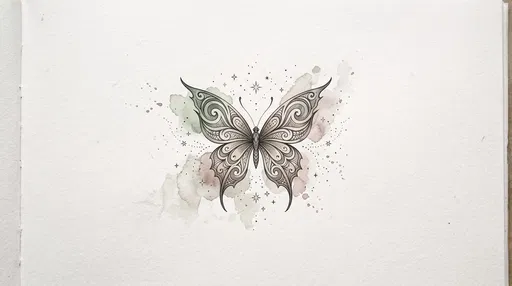 Watercolor Tribal Butterfly Sketchbook Illustration