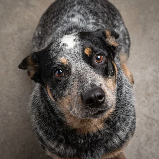Blue Queensland Heeler Looking Up