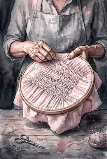 Watercolor Illustration of Artisan Smocking Fabric