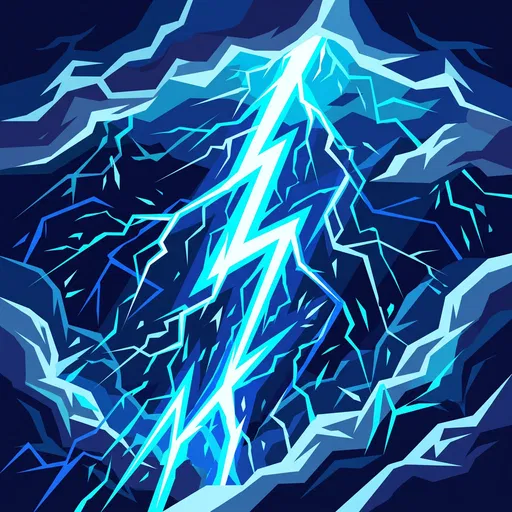 Stylized Blue Geometric Lightning Bolt Illustration