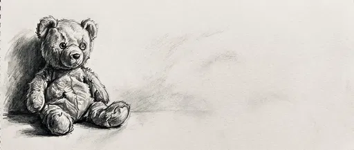 Charcoal Sketch of Seated Teddy Bear