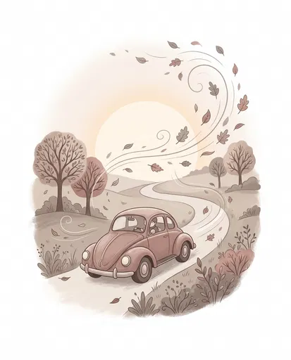 Vintage Coupe on Winding Autumn Road
