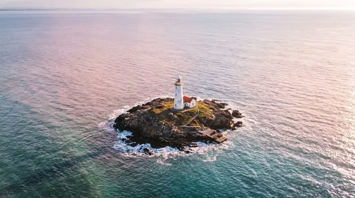 Aerial View of Lighthouse on Rocky Islet