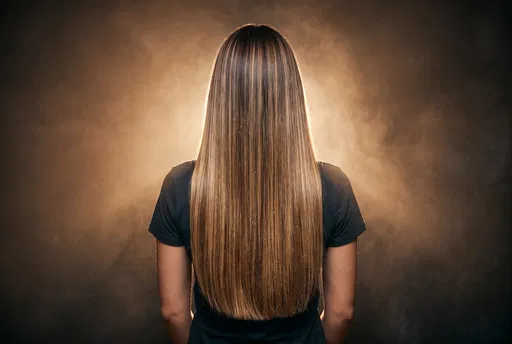Woman with Long Highlighted Brown Hair