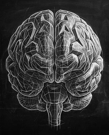 Geometric Chalk Wireframe Human Brain