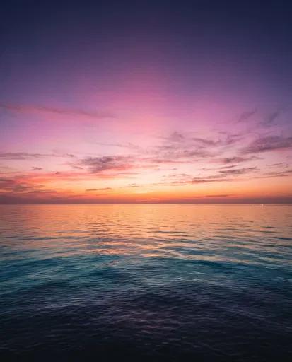 Colorful Sunset Over Calm Ocean Horizon
