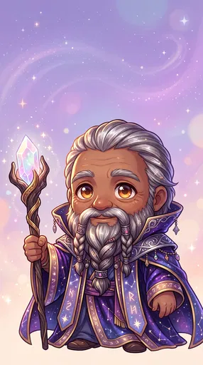 Chibi Mystic Wizard with Crystal Staff