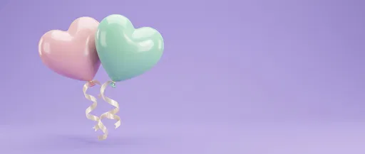 Pastel Heart Balloons on Lavender Background