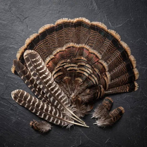 Wild Turkey Tail Fan on Slate