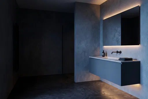 Modern Floating Slate-Blue Bathroom Vanity