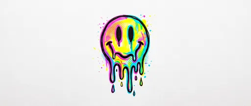 Neon Melting Smiley Face Pop Art Illustration