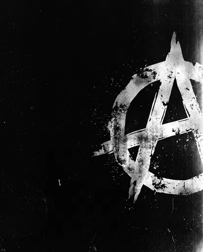 Distressed Monochrome Halftone Anarchy Symbol Background