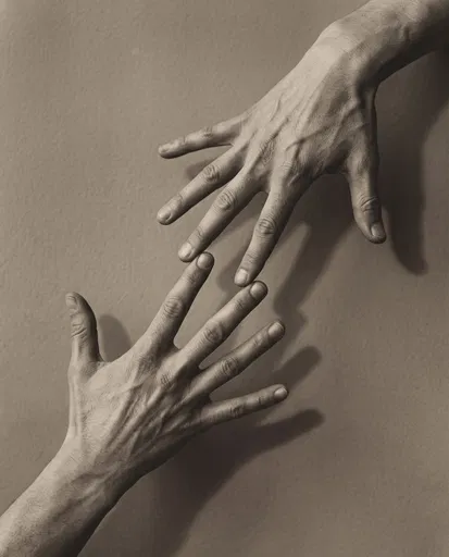 Sepia Study of Reaching Hands