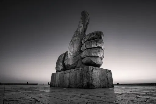 Monochrome Stone Thumbs Up Sculpture