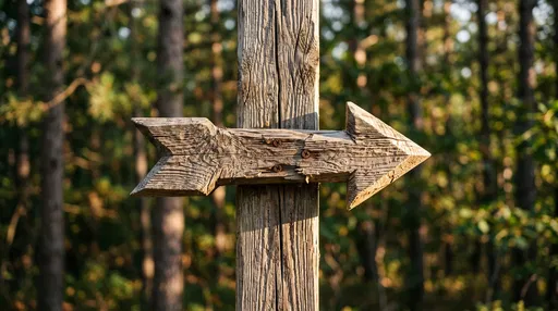 Rustic Wooden Arrow Sign in Forest
