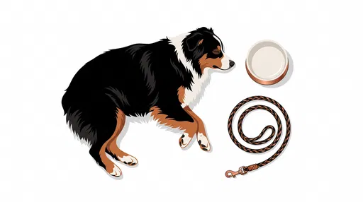 Sleeping Tricolor Australian Shepherd Flat Lay Illustration
