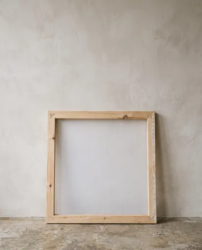 Wooden Silkscreen Frame Against Plaster Wall
