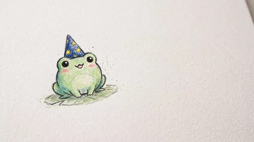 Cute Wizard Frog Colored Pencil Drawing