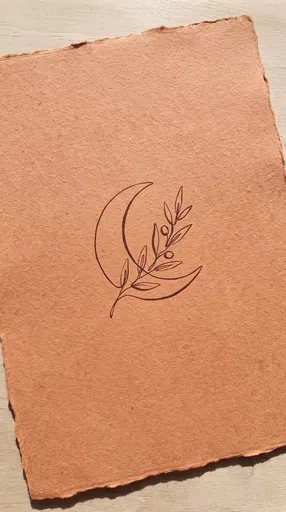 Minimalist Moon and Olive Branch Drawing
