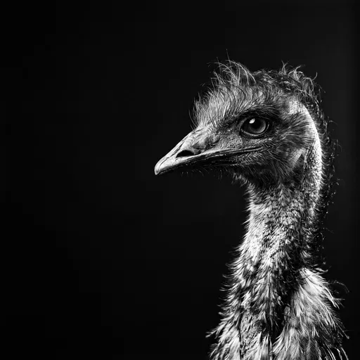 Monochrome Emu Profile Studio Portrait