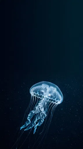 Translucent Glowing Jellyfish in Deep Ocean