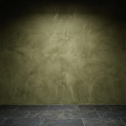 Olive Green Plaster Wall and Slate Floor