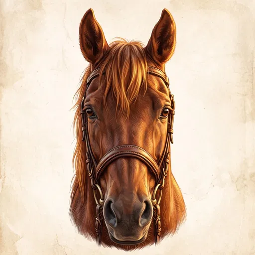 Chestnut Horse Head Digital Illustration