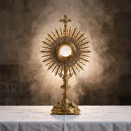 Ornate Gold Monstrance on Altar