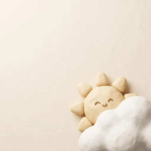 Cute Clay Sun Behind Cloud