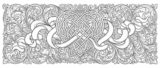 Celtic Heart Baroque Scrollwork Coloring Banner