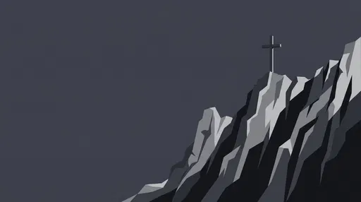 Monochrome Mountain Peak With Cross