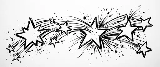 Expressive Black Ink Shooting Stars Illustration