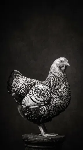 Monochrome Studio Portrait of Wyandotte Hen