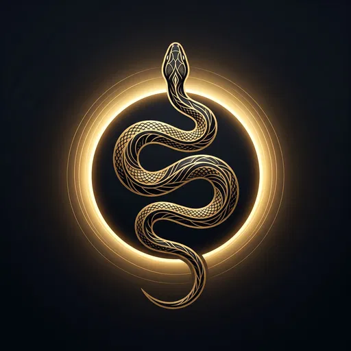 Black and Gold Serpent in Glowing Halo