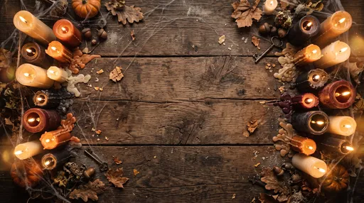 Autumn Candles and Cobwebs Wooden Frame