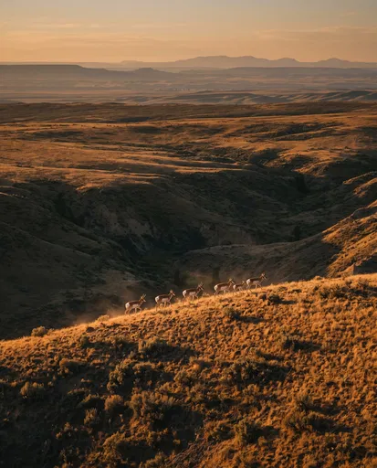 Pronghorn Herd on Golden Prairie Ridge