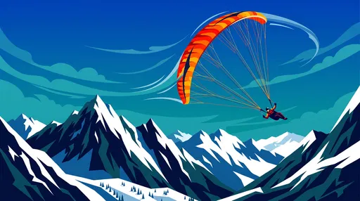 Vector Illustration of Mountain Paragliding