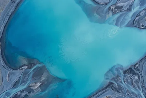 Aerial View of Turquoise Glacial Lagoon