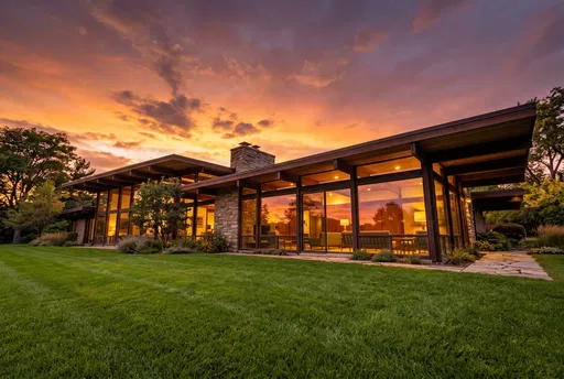 Mid-Century Modern Home at Sunset