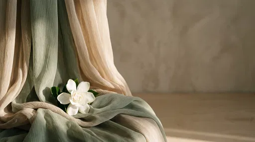 White Gardenia on Draped Sage Fabric