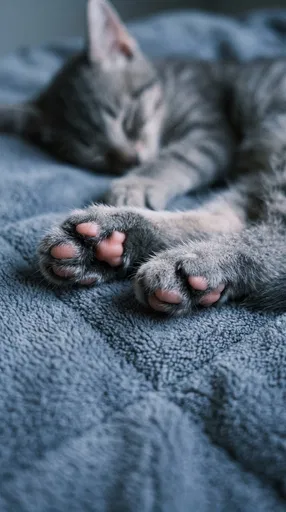 Close-Up of Sleeping Kitten Paws