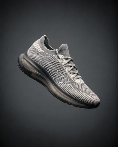 Floating Grey Knit Running Shoe