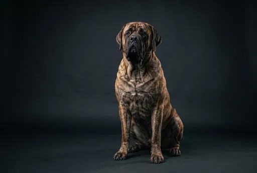 Brindle English Mastiff Studio Portrait